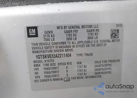 2010 GMC Sierra 1500 Sle from USA, damaged, VIN 1GTSKVE33AZ211404